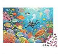 Colorful Ocean Life Puzzle 1000 Pezzi Materiale Riciclabile Tropical Fishes Senior Puzzle Gioco Educativo Decompression Parent Child Game Props 52x38cm/1000pcs