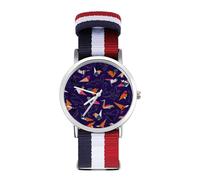 Colorful Origami carta rondine uccelli orologio sportivo per uomo donna cinturino in nylon orologio da polso analogico al quarzo, Stile:, regular, Cinturino
