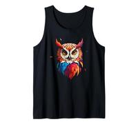 Colorful Owl Art Boho Geometrico Notte Uccello Regalo Canotta