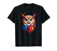 Colorful Owl Art Boho Geometrico Notte Uccello Regalo Maglietta