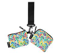 Colorful Parallelogramma Design Sottile Delle Donne Cambiamento Portafoglio Custodie per Carte Piccolo Staccabile Cerniera Cash Coin Purse con Cerniera Tasca Monete per Le Donne 2 Pz tarjeteros para
