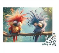 Colorful Parrot Duo 100% Recycled Cardboard Crazy Cartoon Birds 1000 Piece Jigsaws for Adults Brain Development Classic Games 52x38cm/1000pcs