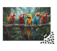 Colorful Parrots Jungle 1000 Piece for Adults & Kids: Vibrant Macaw Quartet Fun Present & Activity for Home & Wall Decor 70x50cm/1000pcs