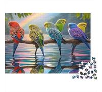 Colorful Parrots Perch 1000Pc Puzzle for Adults & Kids: Colorful Budgie Group Fun Present & Activity for Home Age 12 Years Up 38x26cm/1000pcs