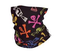 Colorful Pattern of Sweets, Skulls And Bones Dark 26X30Cm Elastico Protezione del Viso Multiuso Bandana per Estivo attività Pesca