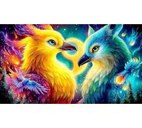 Colorful-Phoenix-and-Griffin-Facing-Each-Other Puzzle 1000 Pezzi per Adulti - in Cartone Riciclato per la Decorazione 75x50cm/1000pcs