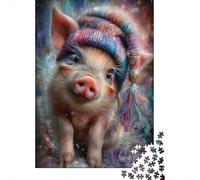 Colorful Pig Hat Winter Accessories Jigsaw Puzzle Impossible 1000 Pezzi Decorazione Per La Casa. Rilassamento E Intelligence Per Adulti E Ragazzi Da 14 Anni 70x50cm/1000pcs