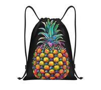 Colorful Pineapple Borsa con Coulisse Zainetto Stringa Pieghevole Borsa Palestra per All'Aperto Shopping Uomo 36X42Cm