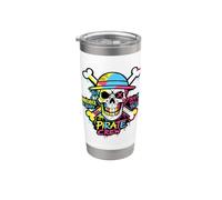 Colorful Pirate Crew Skull Graffiti Illustration Graphic Bicchiere termico in acciaio inox doppia parete
