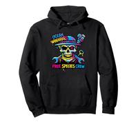 Colorful Pirate Crew Skull Graffiti Ocean Wanderers Skull Felpa con Cappuccio