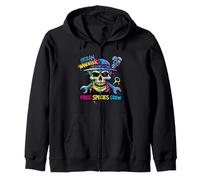 Colorful Pirate Crew Skull Graffiti Ocean Wanderers Skull Felpa con Cappuccio