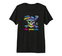 Colorful Pirate Crew Skull Graffiti Ocean Wanderers Skull Maglietta Premium