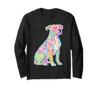 Colorful Pit Bull con Cuore Occhiali da Sole Coastal Summer Vibes Maglia a Manica