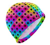 Colorful Plaid Black Stars nuotatori per gli uomini Capelli Corti cuffie da nuoto impermeabili per le donne Protezione dei capelli e riduzione della resistenza gorro de natación para mujer