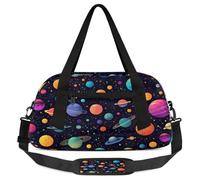 Colorful Planet - Borsone da viaggio per bambini e ragazze, leggero, per sport, palestra, per la notte, per il weekend, da viaggio, per danza, Pianeta Colorato, 18.5L x 7.8W x 9.4H