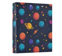Colorful Planets Star - Raccoglitore a 3 anelli, 3,8 cm, rotondo, contiene 200 documenti, per casa, scuola, ufficio