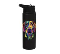 Colorful Plott Hound Face Cute Dog Amante Uomini Donne Nero Stainless Steel Insulated Water Bottle
