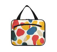 Colorful Point Modello Astratto Appeso Viaggio Trucco Bag Grande con Gancio, Designer Essentials Impermeabile Toiletry Bag per le Donne Backpacking bolso de Mano para Hombre, Modello astratto punto