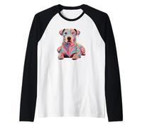 Colorful Pop Art American Pit Bull Terrier Pittie APBT Maglia con Maniche Raglan