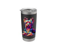 Colorful Pop Art Australian Silky Terrier Sydney Silky Bicchiere termico in acciaio inox doppia parete