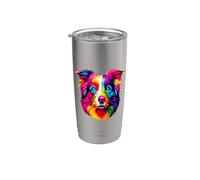 Colorful Pop Art Border Collie Border Collies Bicchiere termico in acciaio inox doppia parete