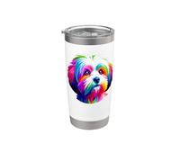 Colorful Pop Art Coton de Tulear Bicchiere termico in acciaio inox doppia parete