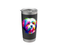 Colorful Pop Art Coton de Tulear Bicchiere termico in acciaio inox doppia parete