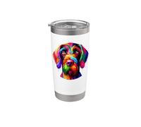 Colorful Pop Art German Wirehaired Pointer Bicchiere termico in acciaio inox doppia parete