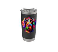 Colorful Pop Art German Wirehaired Pointer Bicchiere termico in acciaio inox doppia parete