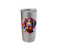 Colorful Pop Art German Wirehaired Pointer Bicchiere termico in acciaio inox doppia parete