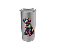 Colorful Pop Art German Wirehaired Pointer Bicchiere termico in acciaio inox doppia parete