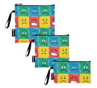 Colorful Pop Art Style Face Icons 3 pz riutilizzabile cerniera snack bag impermeabile ragazzi pranzo borse per bambini scuola pranzo e adulti porzione