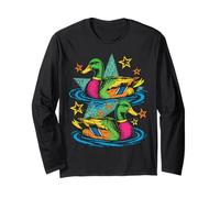 Colorful Preppy Duck Lake Aesthetic Design Maglia a Manica