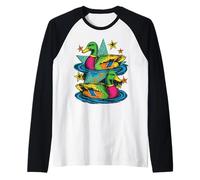 Colorful Preppy Duck Lake Aesthetic Design Maglia con Maniche Raglan