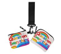 Colorful Question Everything - Portafogli da donna carini e alla moda, con cinturino da polso, confezione da 2, domanda colorata tutto, 1 size, Casual