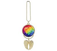 Colorful Rainbow Love Heart Car Hanging Ornament Rear View Mirror Pendant Lucky Presents Hanging Ornament Funny Car Pendant for Office Auto Home Decoration Gold-style