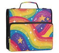 Colorful Rainbow Waves 3 Anelli 1.5 "Raccoglitore Cerniera con Maniglia Tasche multiple Documenti Organizer Bag per Ufficio Scuola Carpeta del organizador