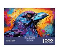 Colorful Raven Portrait Durable Interlocking Pieces Fun Hobby for Spare Time, Evenings, Weekends And Holiday Breaks 52x38cm/1000pcs