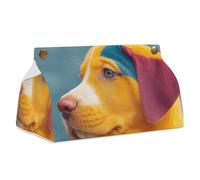 Colorful Retriever Puppy Tissue Box Cover rettangolare moderno PU pelle portatovaglioli per bagno, cucina, ufficio, camera da letto