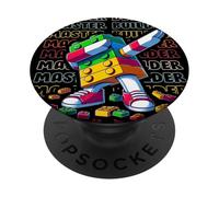 Colorful Retro Master Builder Dabbing Blocks Bricks Builder PopSockets PopGrip Adesivo