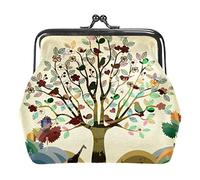 Colorful Rich Tree Wild Animal Birds Deer Coin Purse Wallet Bag Change Pouch Gifts for Women Kids Girls Portachiavi
