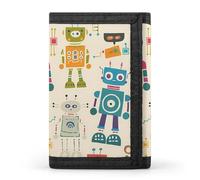 Colorful Robots Stampato Tri-fold Portafogli Tasca Anteriore Titolare Soldi Clip con ID Carta di Credito Slot, Stile:, Taglia unica