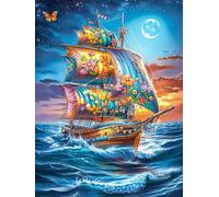 Colorful Sailing Ship on The Ocean Rompicapo 300 Pezzi Difficili Per Adulti Scenery Science Fiction Cartone Riciclato Tema Paesaggi Dettagliati Per Weekend Impegnativi Con Colla Inclusa Qualità Premi