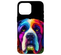 Colorful Saint Bernard Face Cute Dog Amante Uomini Donne Nero Custodia per iPhone 16 Pro Max