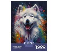 Colorful Samoyed Dog 1000 Pezzi Bundle Puzzle Puzzle Cartone Extra Spesso - Preferito Dai Collezionisti, Relax Mentale, Pause Ufficio, Viaggio E Regali Festivi 38x26cm/1000pcs