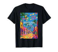 Colorful Sayulita Mexico Street Art Shirt Bandiere & Palme Maglietta