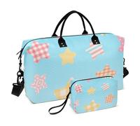 Colorful Scacchi Stelle Decorative Pernottamento Bag Gym Bag con Toiletry Bag per Palestra 2 Pz Set bolso de para Hombre