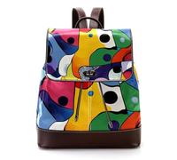 Colorful Sharks - Zaino da donna per computer portatile, in pelle PU, alla moda, da viaggio, Multicolore 02, 27x12.3x32cm