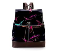 Colorful Sharks - Zaino da donna per computer portatile, in pelle PU, alla moda, da viaggio, Multicolore 01, 27x12.3x32cm