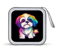 Colorful Shih Tzu CD Case Holder Portatile 40 Capacità DVD Portafoglio Storage Organizer per Auto Viaggi